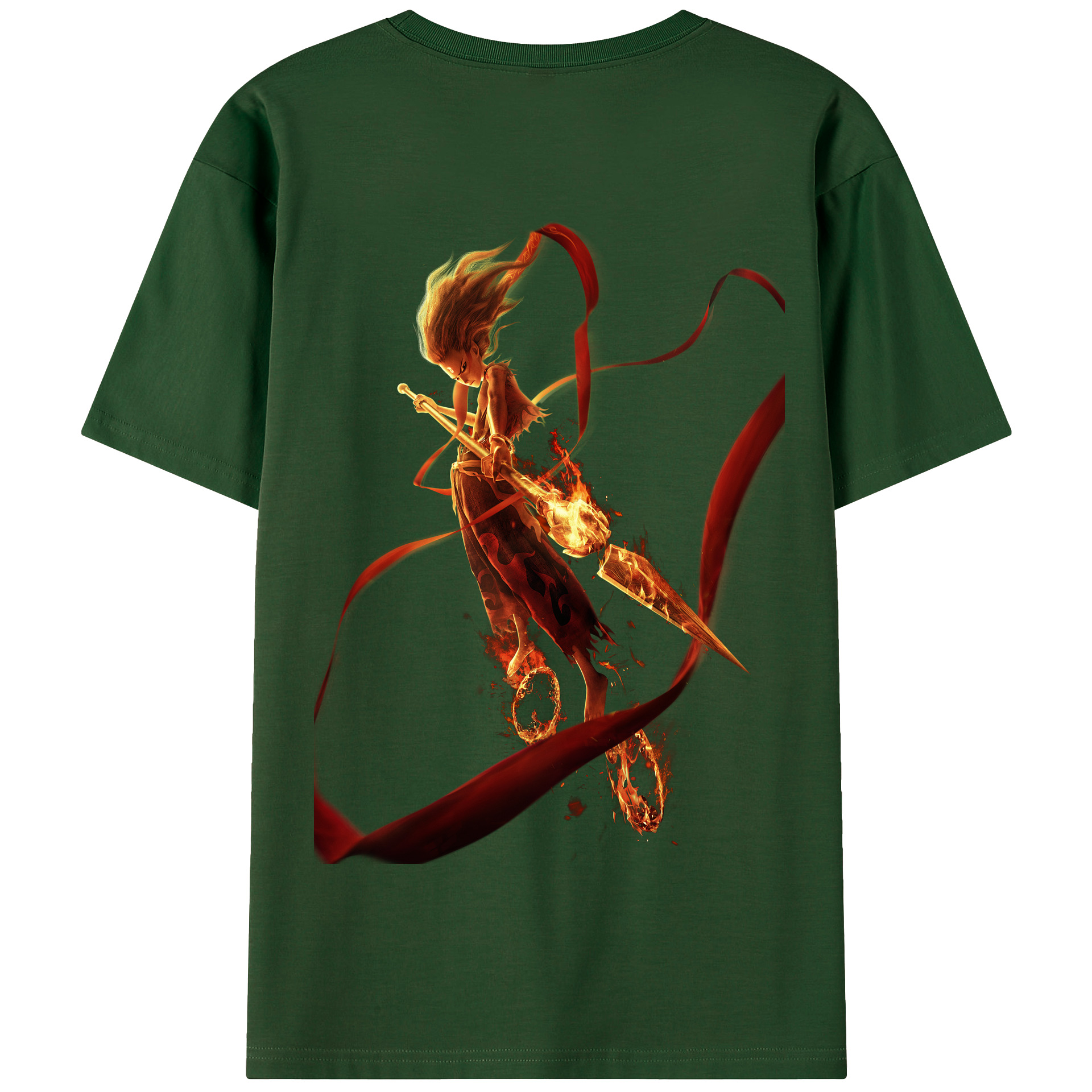 （画像用） Ne Zha 2 ナタ 魔童の大暴れ 綿100％半袖Tシャツ（背面プリント）